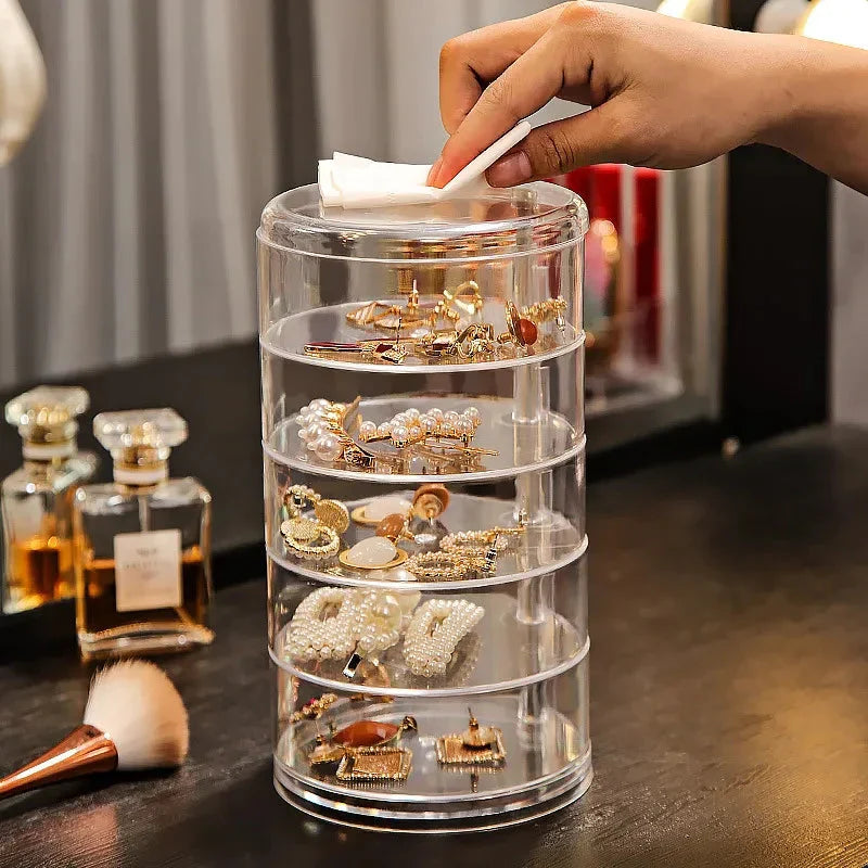 Transparent 360° Rotating Jewelry Box - 5 Layer