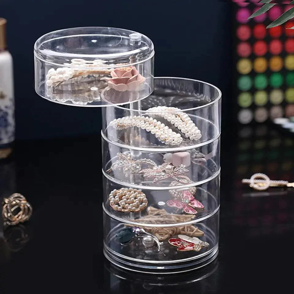 Transparent 360° Rotating Jewelry Box - 5 Layer