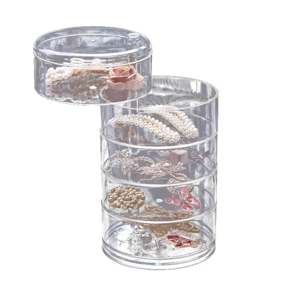 Transparent 360° Rotating Jewelry Box - 5 Layer