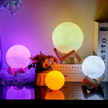 Moon Light Lamp – 3D Moon Lamp with Wooden Stand