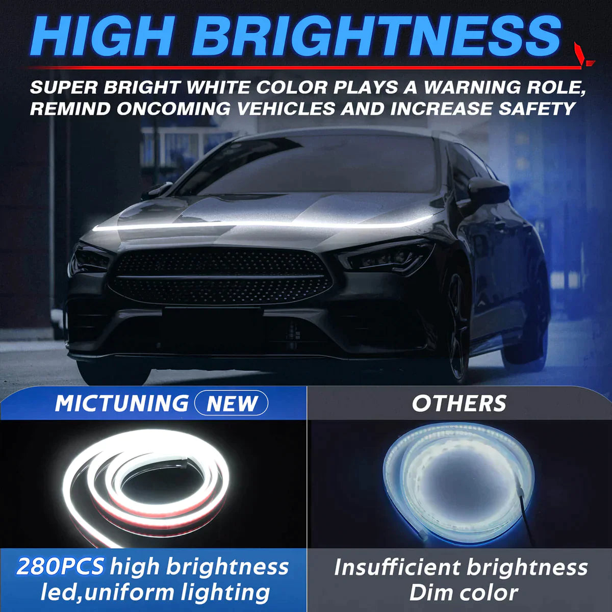 Car Bonnet Ambient Flexible Waterproof LED Light (71 Inches)