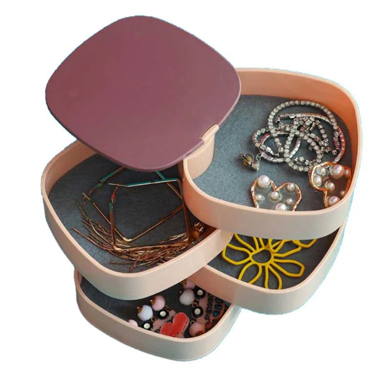 4 Portion Jewellery Box With Mirror