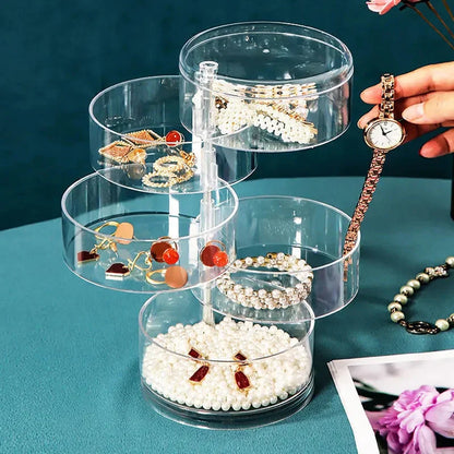 Transparent 360° Rotating Jewelry Box - 5 Layer