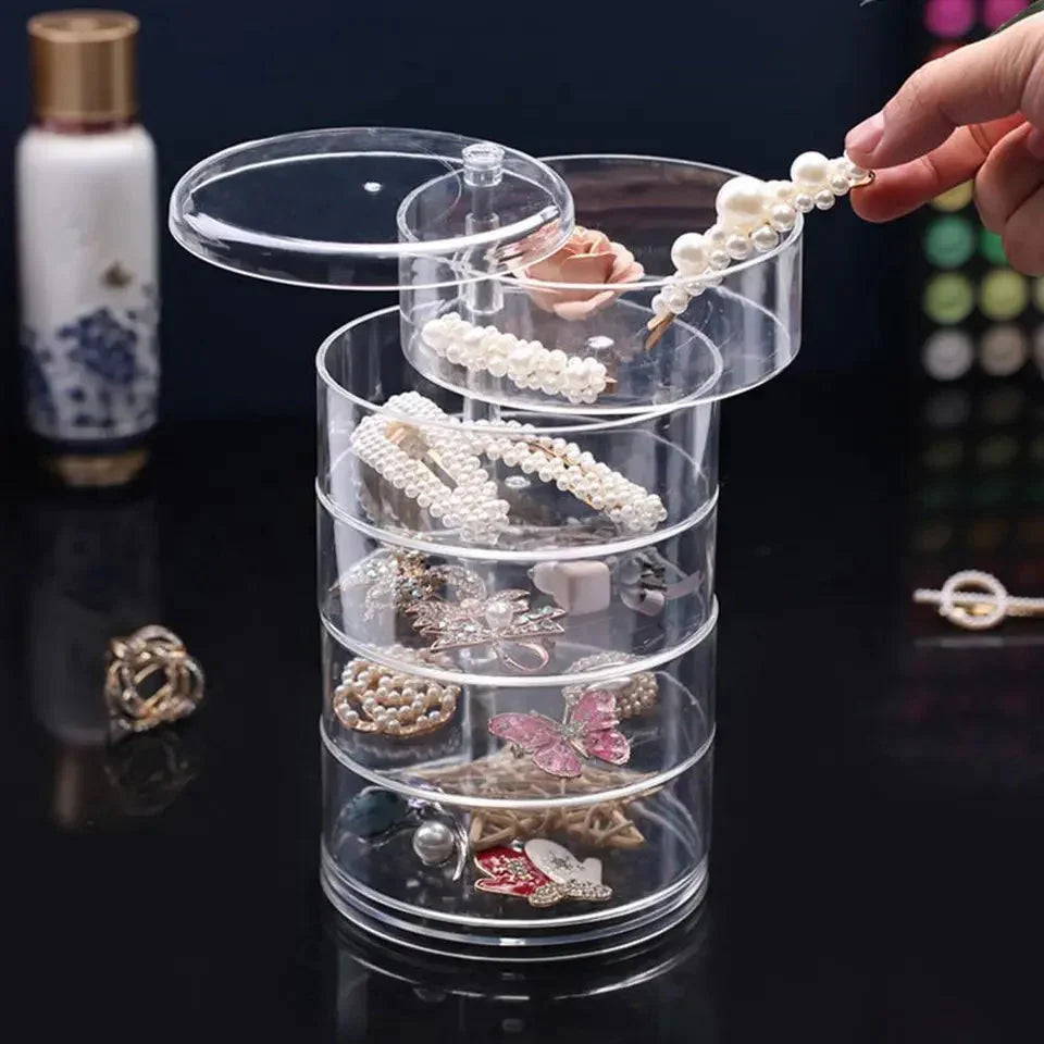 Transparent 360° Rotating Jewelry Box - 5 Layer