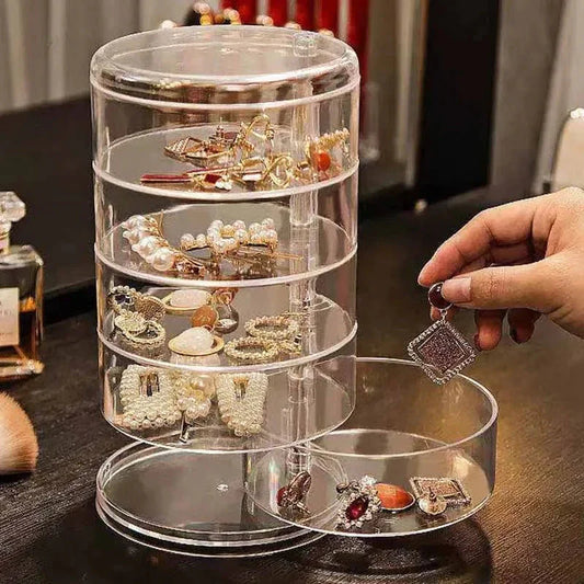 Transparent 360° Rotating Jewelry Box - 5 Layer