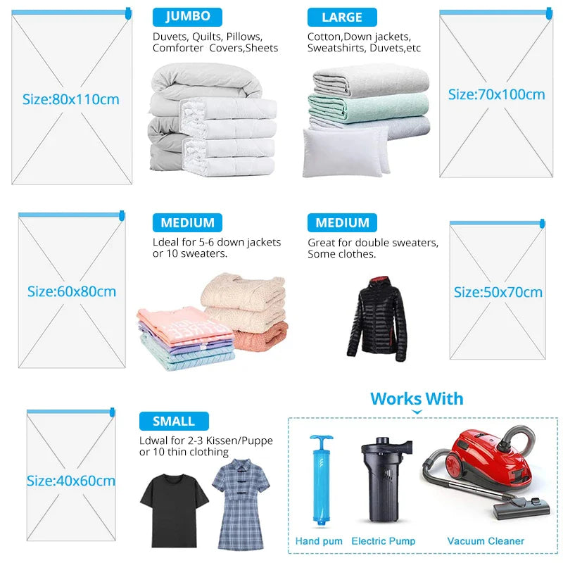 Space Saver Vacuum Storage Bag With Pump (Imported)