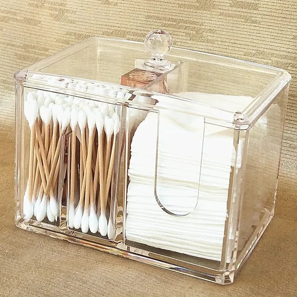 2 in 1 Acrylic Cotton Pod & Tissue Box