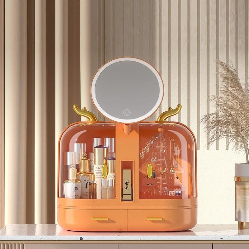 Elegant Makeup Organizer With LED Mirror