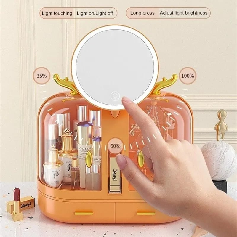 Elegant Makeup Organizer With LED Mirror