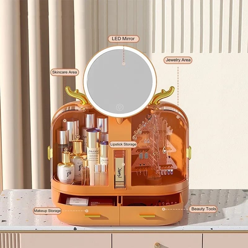 Elegant Makeup Organizer With LED Mirror