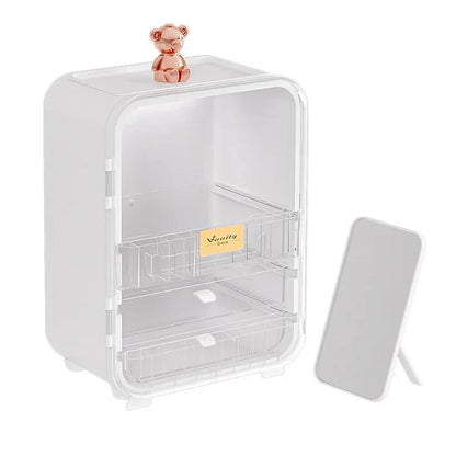 Clear View Cosmetic Organizer With Mirror & LED