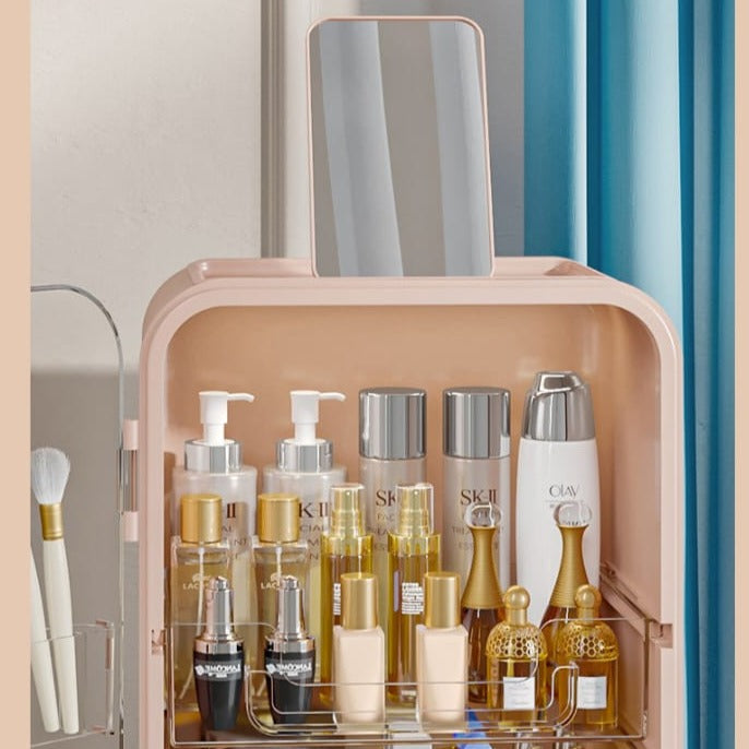 Clear View Cosmetic Organizer With Mirror & LED