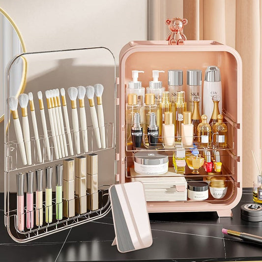 Clear View Cosmetic Organizer With Mirror & LED