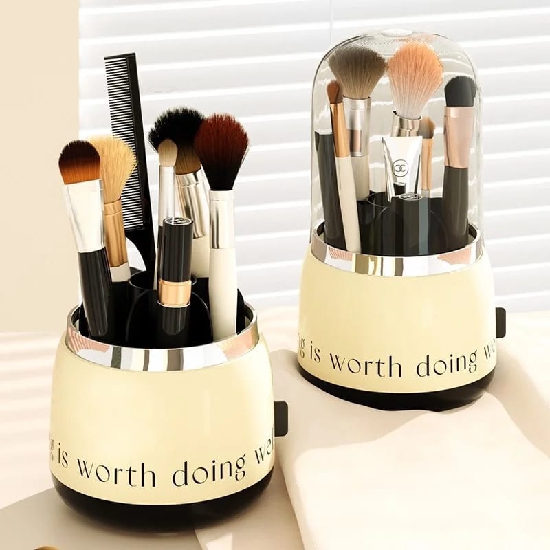 Exquisite Cosmetic Organizer with Dual Shelves and Brushes Holder