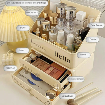 Exquisite Cosmetic Organizer with Dual Shelves and Brushes Holder