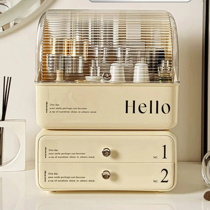 Exquisite Cosmetic Organizer with Dual Shelves and Brushes Holder