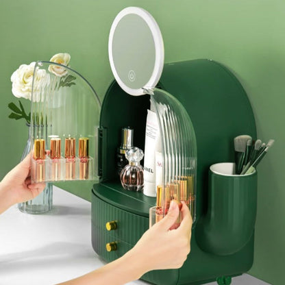 Cactus Cosmetic Organizer With LED Light With Mirror